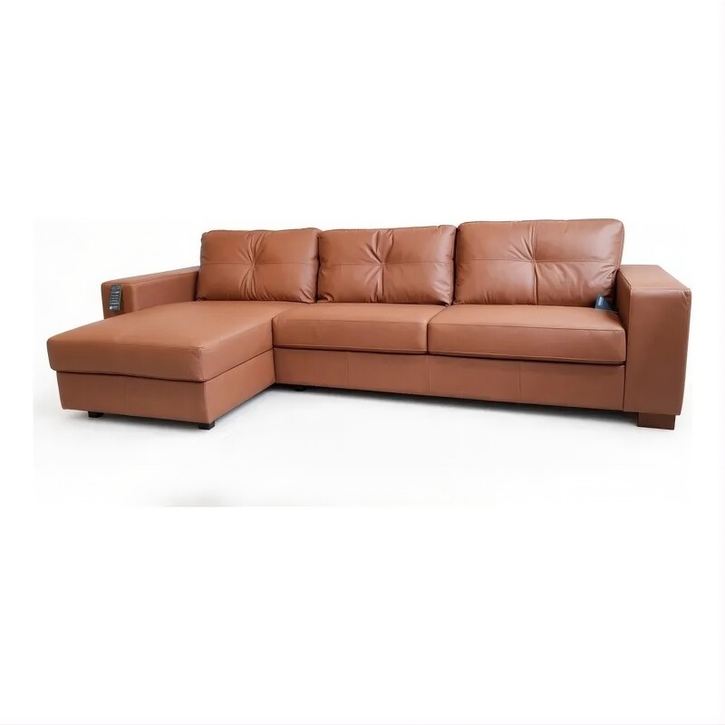 Sofá Domini 3 Cuerpos con Chaise Izquierdo - Tapizado en cuero vacuno Sofá Domini 3 Cuerpos con Chaise Izquierdo - Tapizado en cuero vacuno