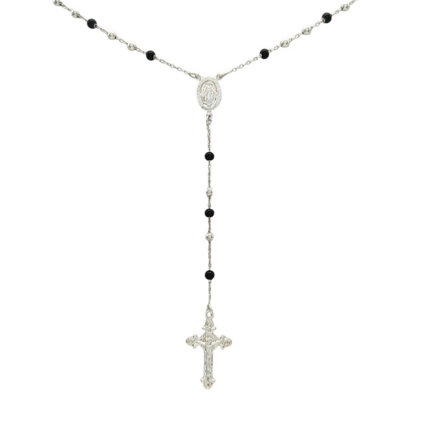 Rosario Virgen Milagrosa - Plata 925 - Resina negra- RO3004 conpiedra