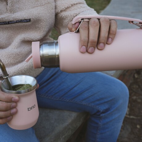 Set De Termo 1 Litro Y Mate Diseño Clásico brio Acero Inox Salmón