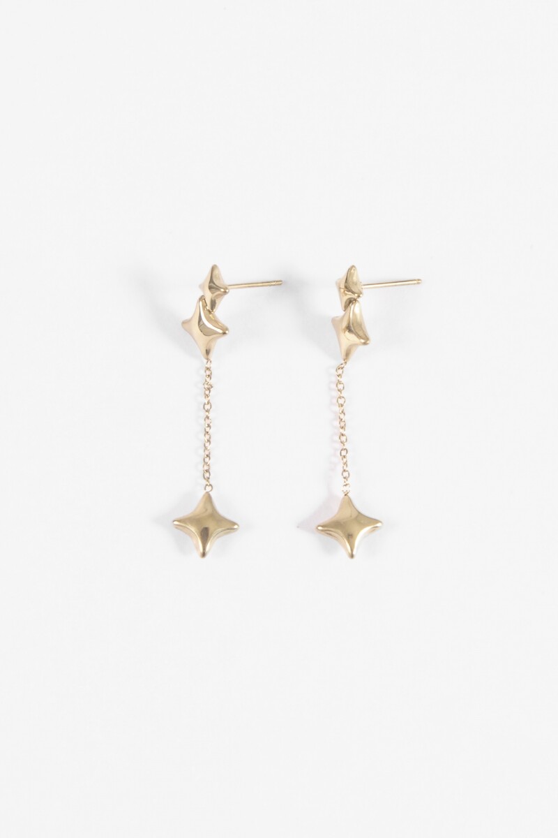 Caravanas acero cadena estrella dorado