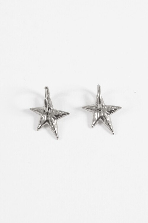 Aros estrella acero plateado