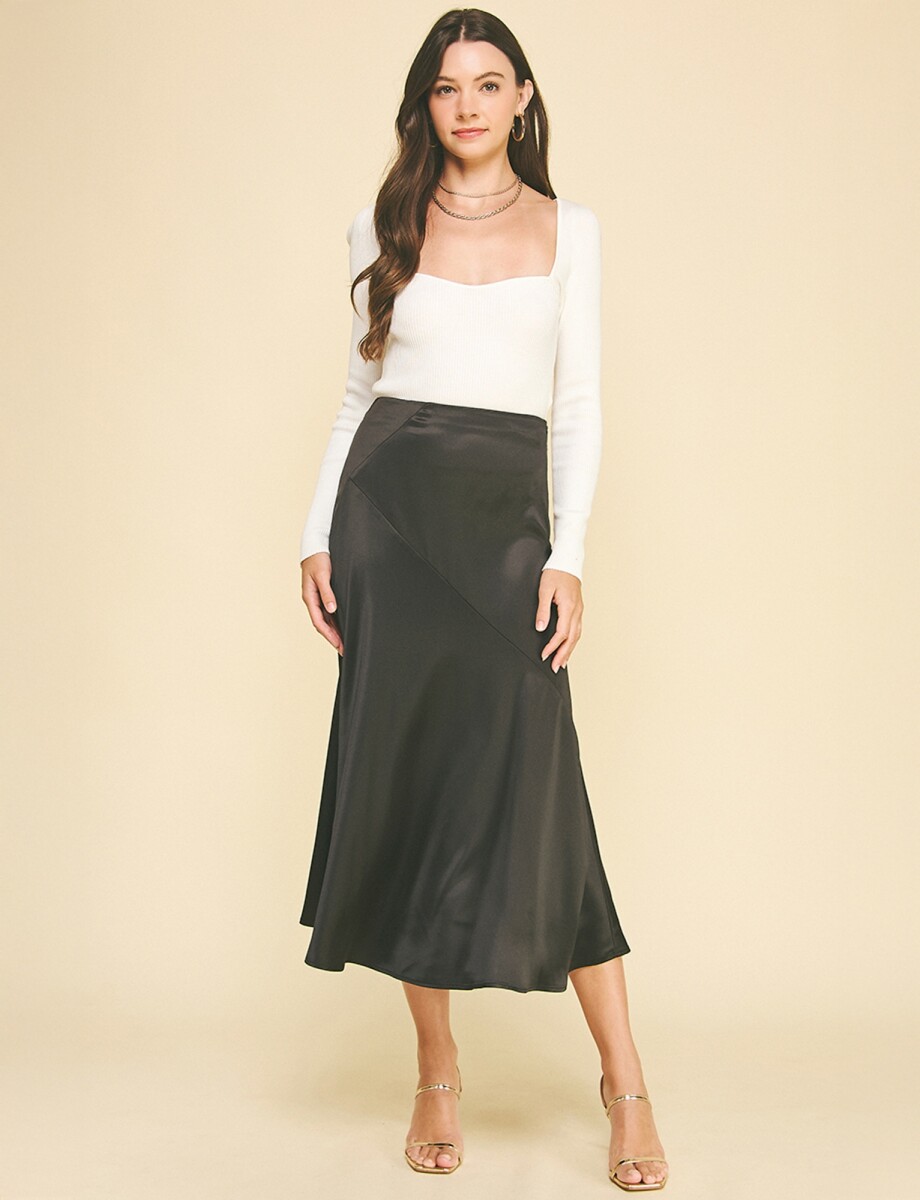 Falda Maxi Saten - Negro 