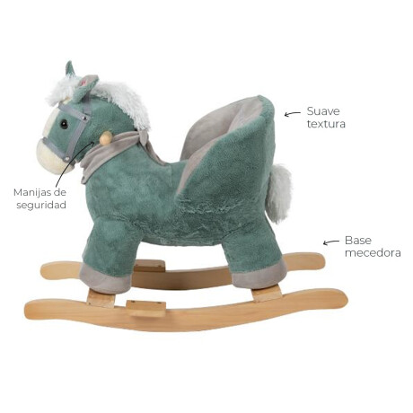 Mecedor de Peluche Carestino con Base de Madera Verde agua
