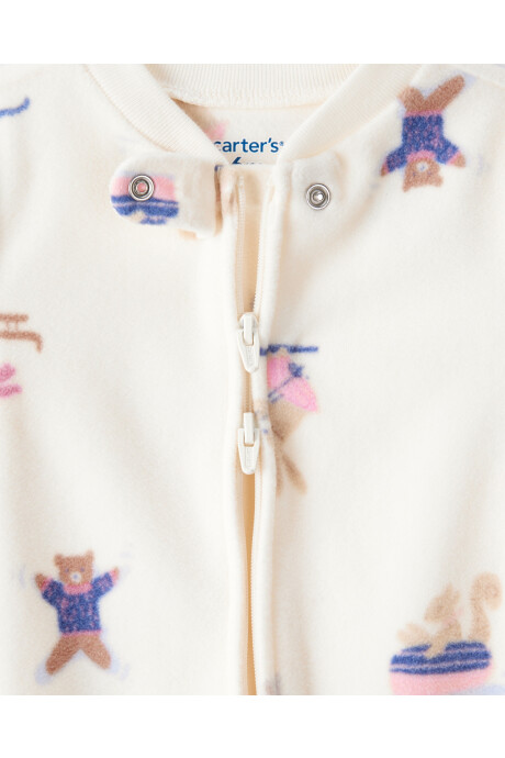 Pijama una pieza de micropolar, con pie, diseño esquí Sin color