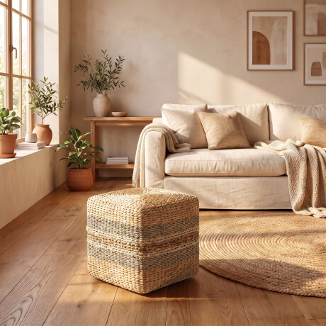 TABURETE JEROS RATTAN NATURAL-BEIGE LS-0017 NATURAL