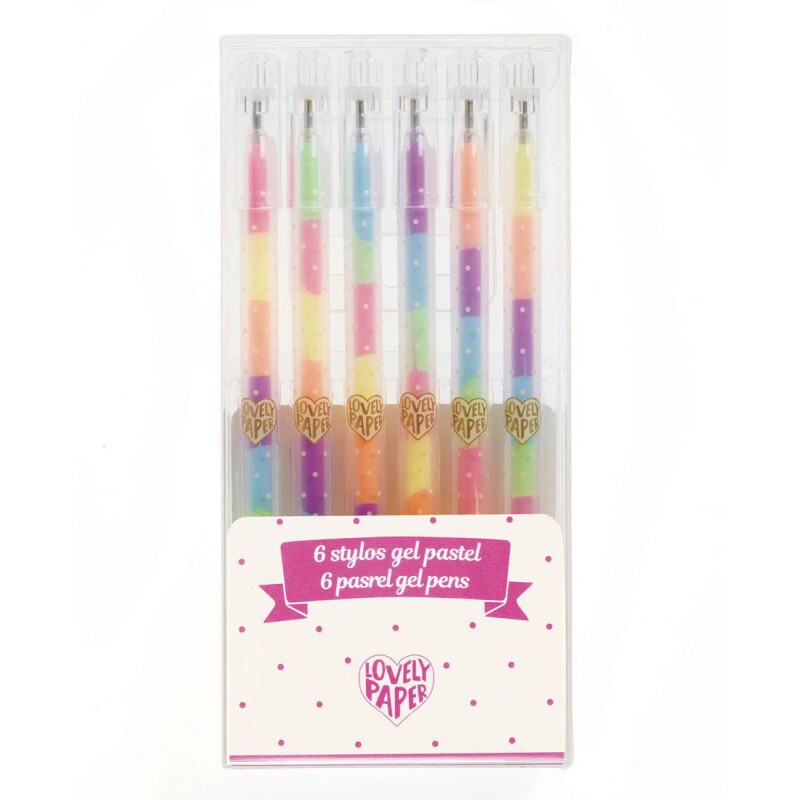 Set x6 lapiceras de gel Arcoiris colores Pastel Set x6 lapiceras de gel Arcoiris colores Pastel