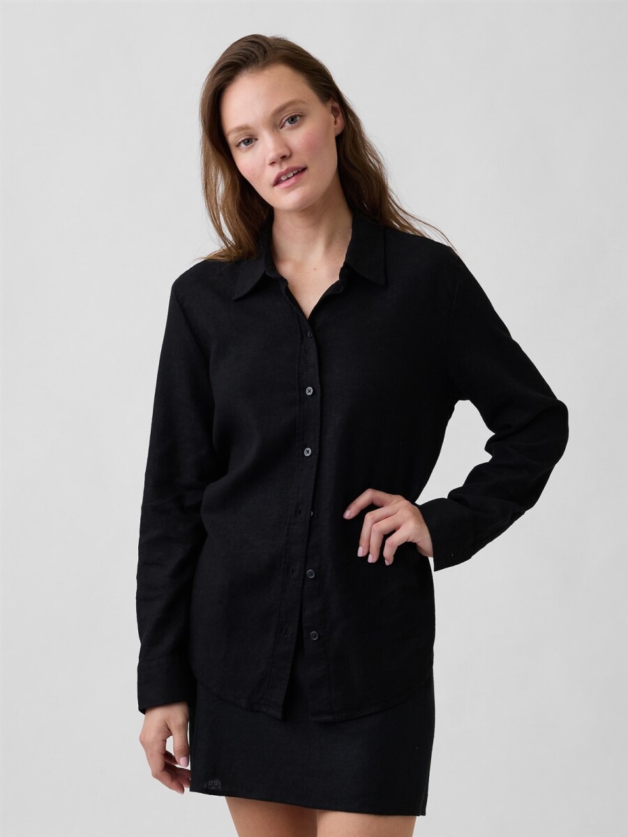 Camisa De Lino Mujer - True Black 