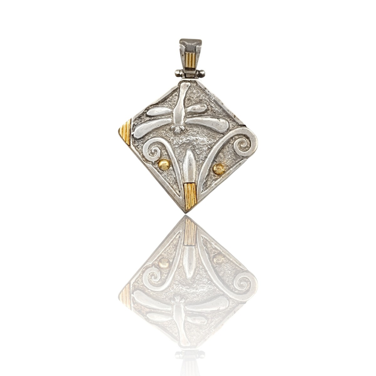 Dije Colgante Libélula-Plata 925 y Oro-Sin Piedra-CP5093 - sinpiedra 