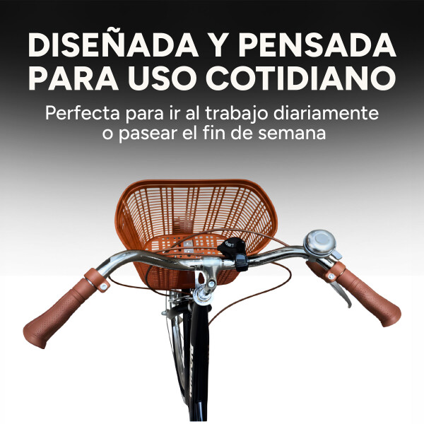 Bicicleta Pigewn Urbana Rodado 26 Canasto Freno Disco 7 Vel Color Negro