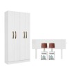 COMBO DORMITORIO – ROPERO 4 PUERTAS + RESPALDO + 2 MESAS DE LUZ BLANCO