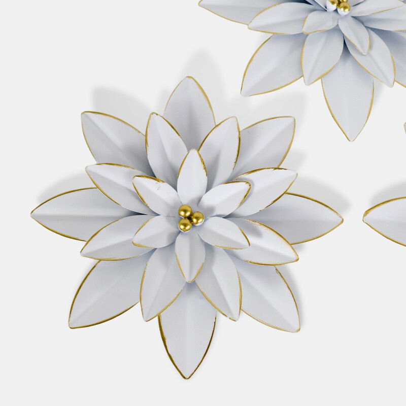 SET FLOR METAL BLANCO 3PZAS Unica