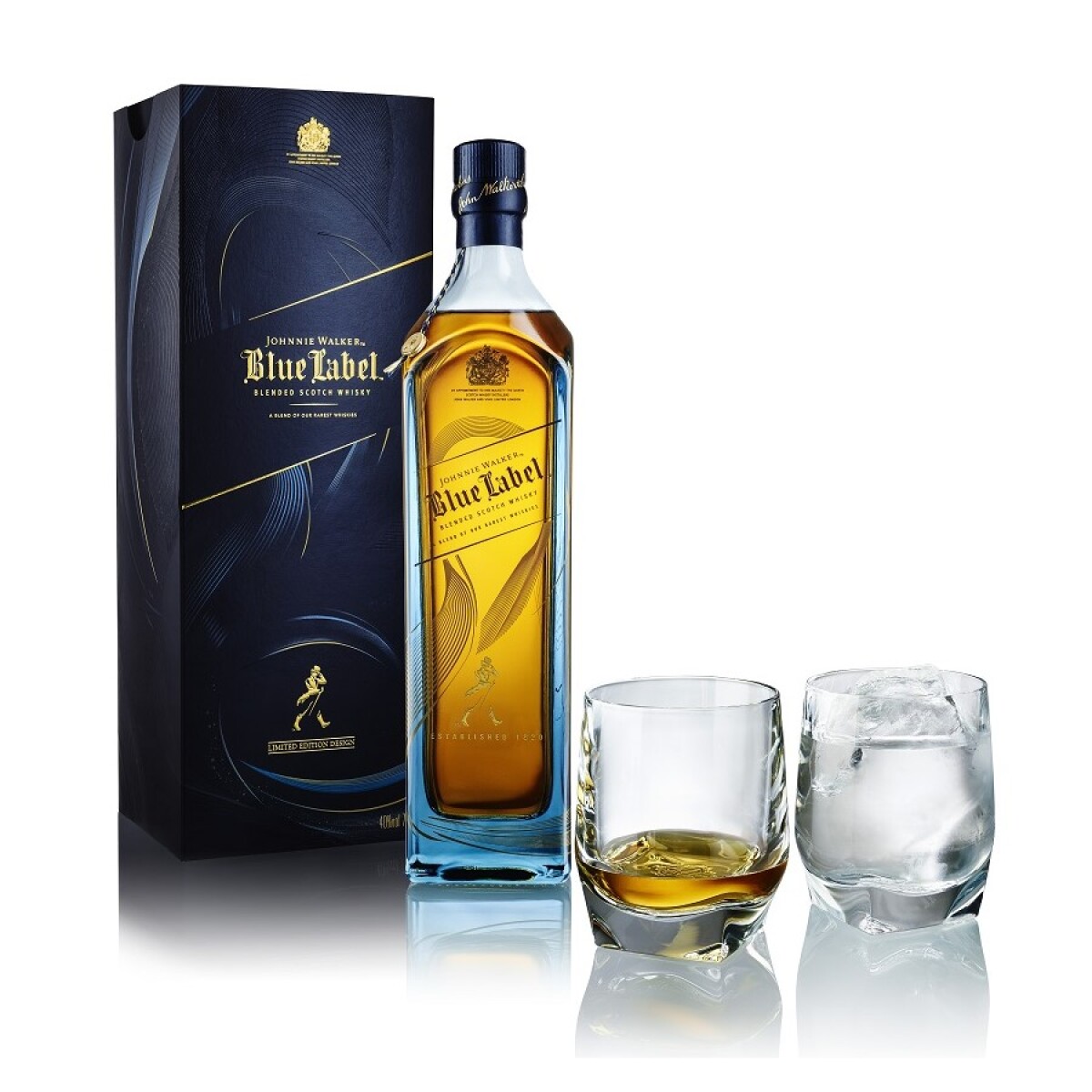 Pack Whisky Johnnie Walker Blue Label 750ML + 2 Vasos 