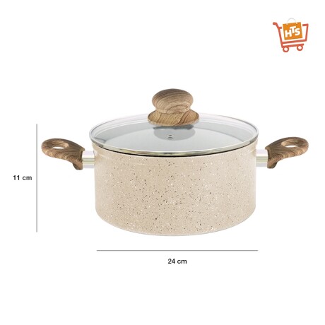 Juego Batería Cocina 7 Pzas Antiadherente Símil Marmol Beige Beige