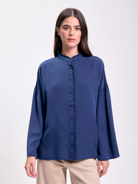 Blusa volado Azul Oscuro
