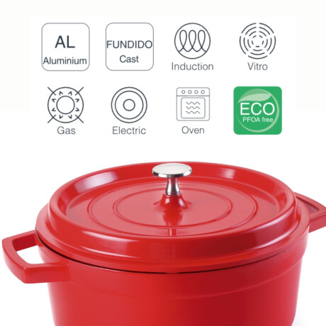 Cacerola 20 cm Aluminio Fundido 2,4 Litros Roja Lacor Cacerola 20 cm Aluminio Fundido 2,4 Litros Roja Lacor