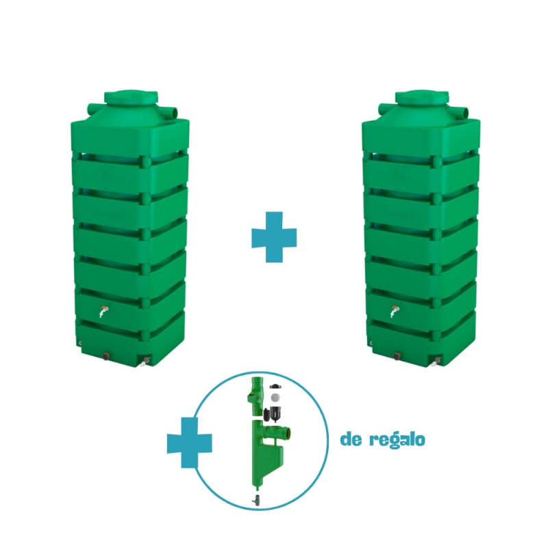 2 Colectores de Agua + Filtro de Regalo 1050 lts. Verde