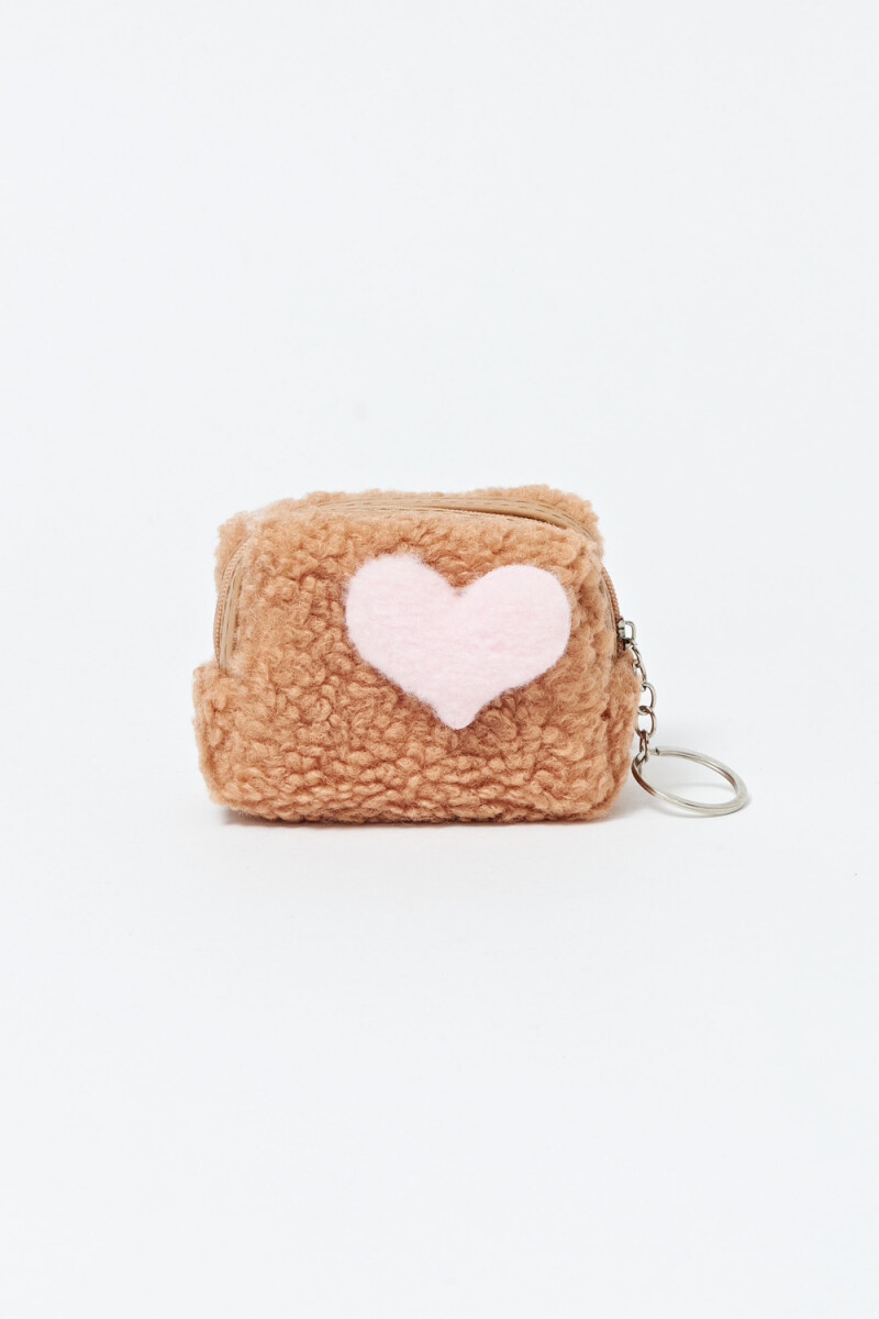 Llavero mini bag corazón Camel