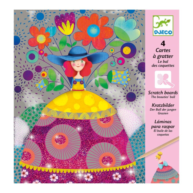 Láminas Raspar Baile Coquetas Djeco Láminas Raspar Baile Coquetas Djeco