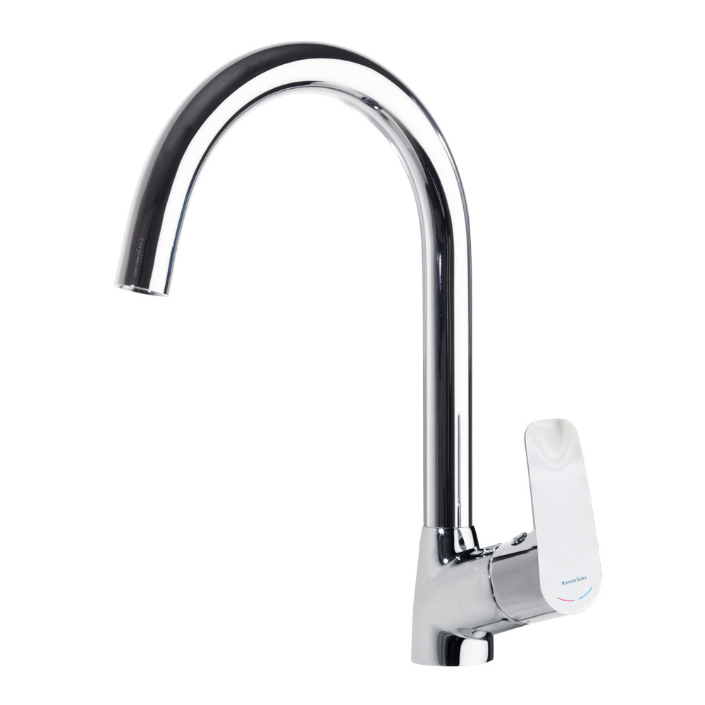 GRIFERIA DE COCINA MODELO NEW FLY COLOR CROMO RACOR 1/2" VERTICAL CONICO CAÑO CISNE RAMON SOLER Griferia De Cocina Modelo New Fly Color Cromo Racor 1/2" Vertical Conico Caño Cisne Ramon Soler
