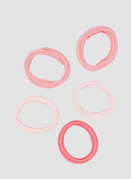 Set de 5 colitas de pelo acanaladas Rosado