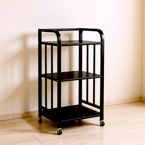 Rack 3 Estantes Metal Rueditas Mueble Organizador Estanteria Variante Color Negro