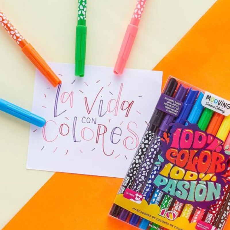 Marcadores Mooving 10 Colores Lavables Marcadores Mooving 10 Colores Lavables