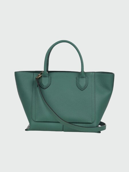 Longchamp -Cartera de cuero con asas y correa desmontable, Mailbox Verde