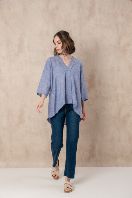 Blusa de lino Blue