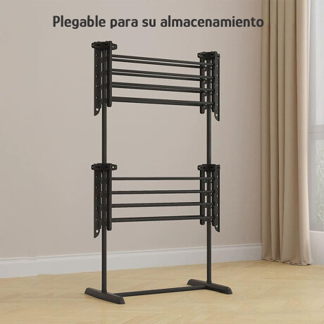 Tender para Ropa Vertical Plegable Con Alas y Ganchos Negro