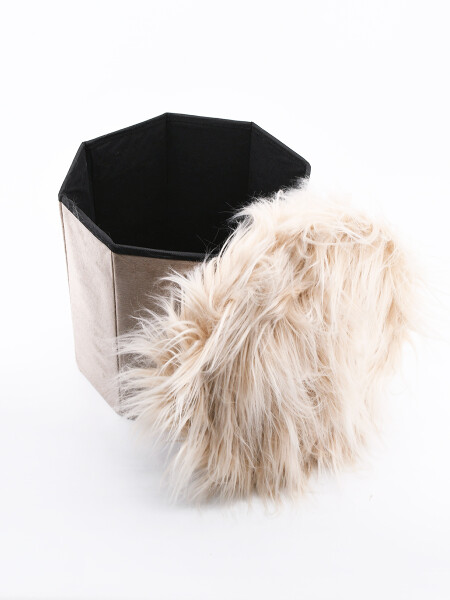 BANCO CON TAPA DE PELUCHE BEIGE