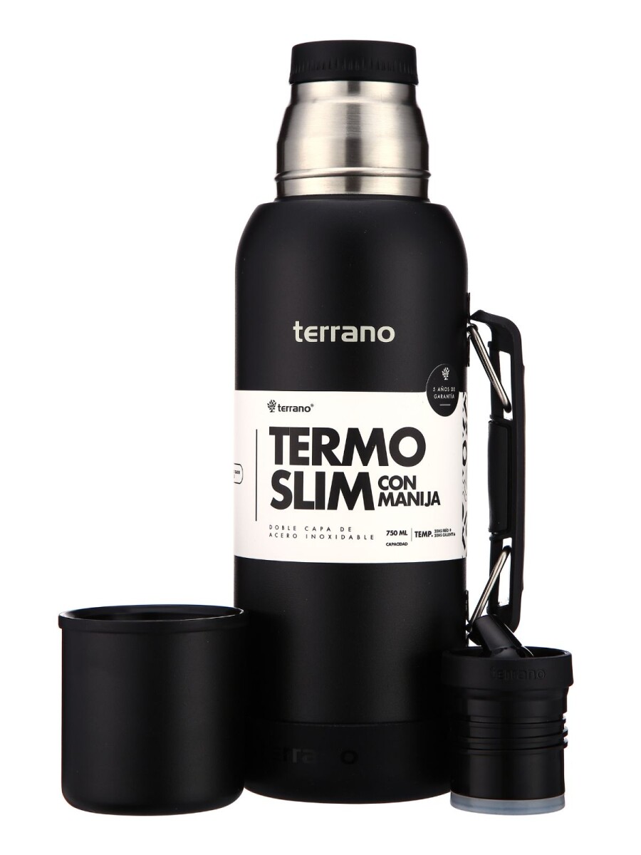 Termo Slim 750mL. con Base Silicona - Negro Opaco 