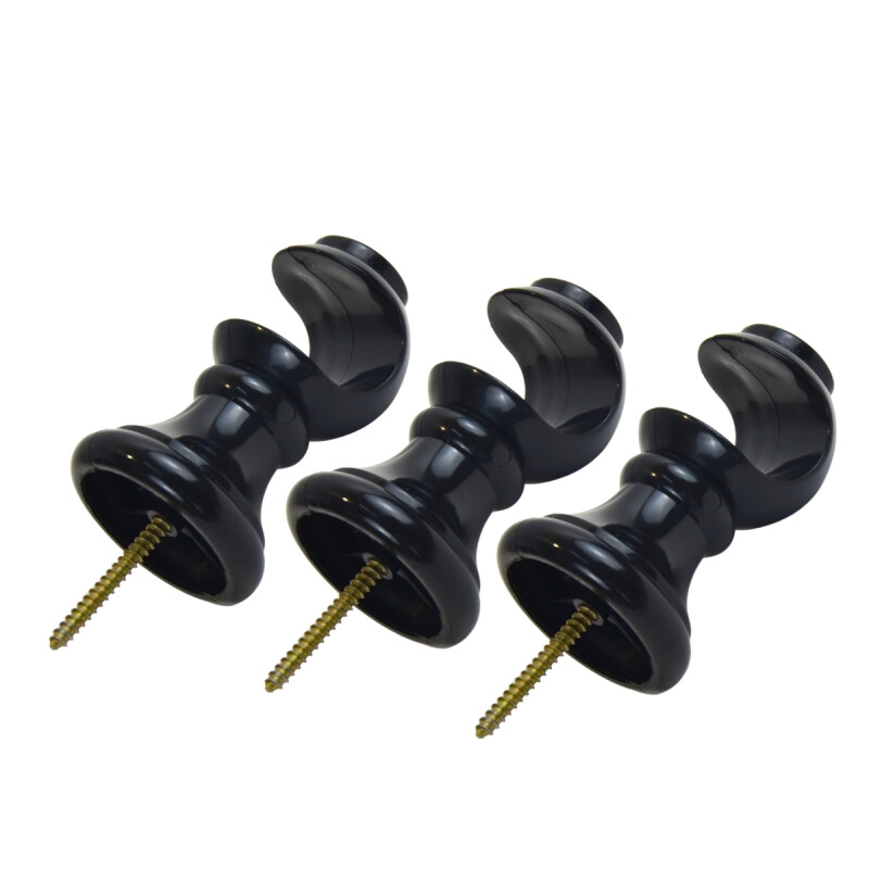 Barrote cortina de metal 3 m 28 Mm + 3 Soportes NEGRO