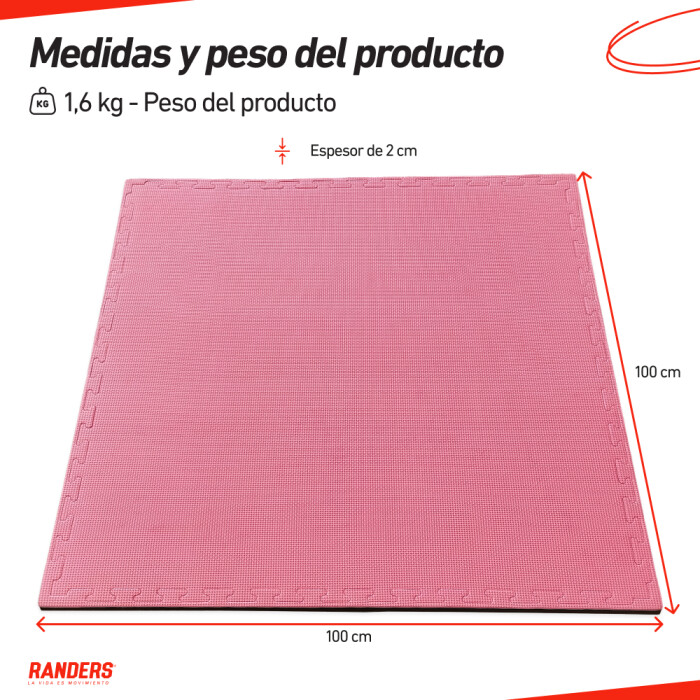 ( ARG-033 )-Piso Goma Eva Tatami 1m x 1m x 2cm Randers Negro Rojo
