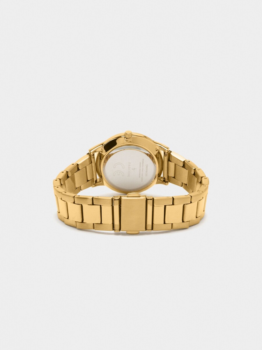 Reloj Redondo Con Pulsera De Acero Inoxidable dorado