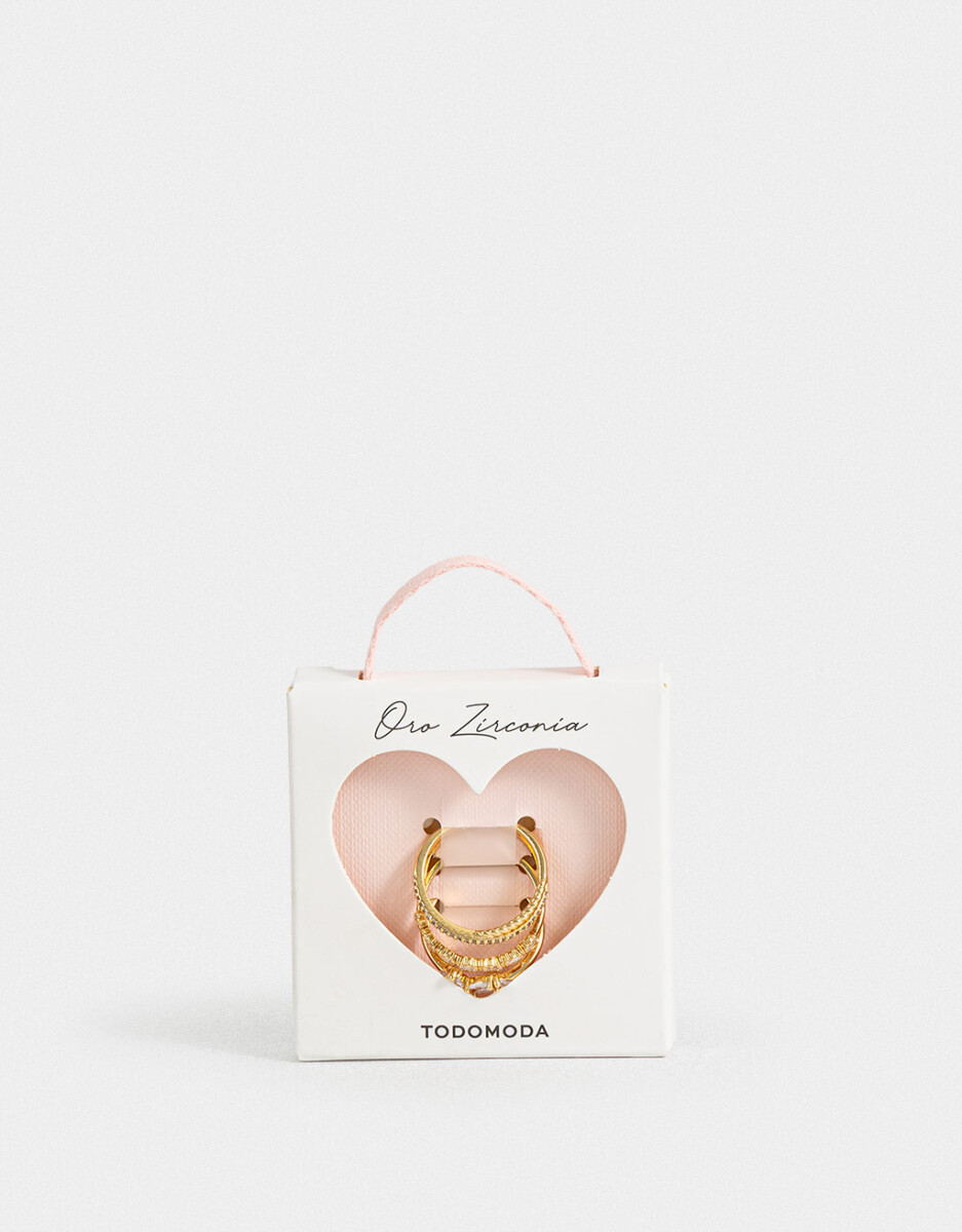 Set De Anillos Oro Zirconia 