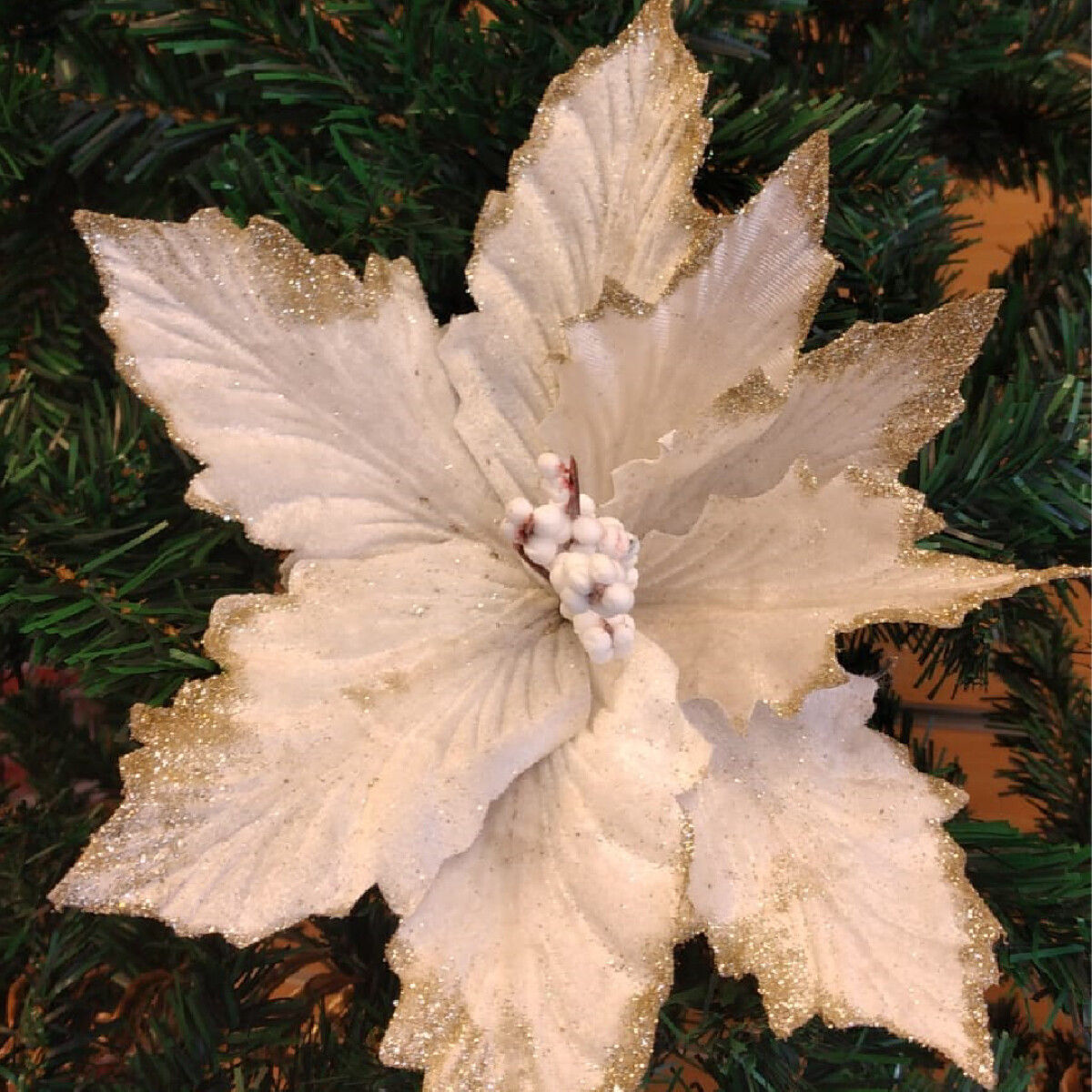 Flor Navideña Oro 22cm 