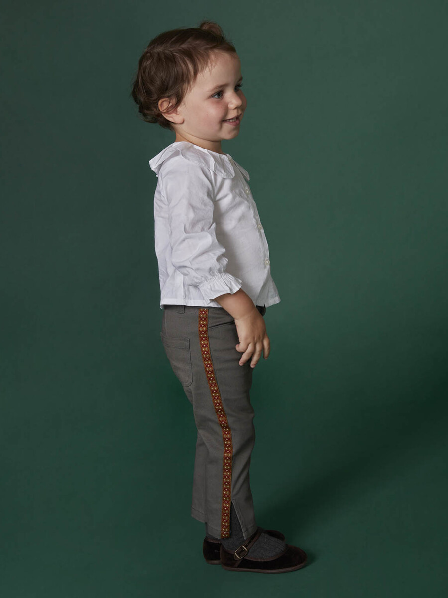 Pantalon Campana Con Cinta Lateral Gris Marengo