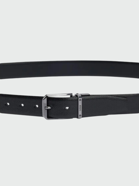 BOSS Cinturón Reversible de Piel Italiana con Dos Hebillas Negro