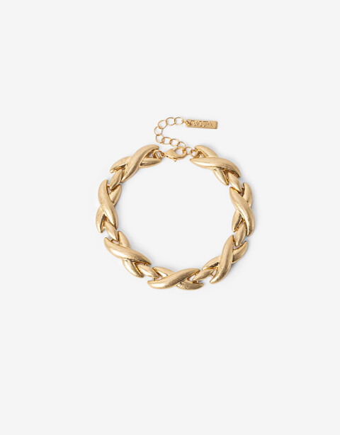 Pulseras Flexibles Metal Pulsera Metal Trenzada - Dorado Oro Amarillo