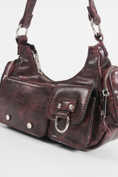 Cartera de hombro bolsillos bordo