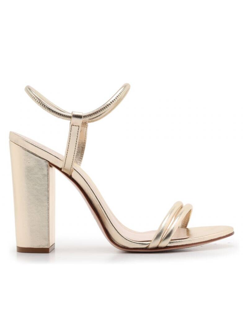 SANDALIA TACO ALTO DORADA PLATINA