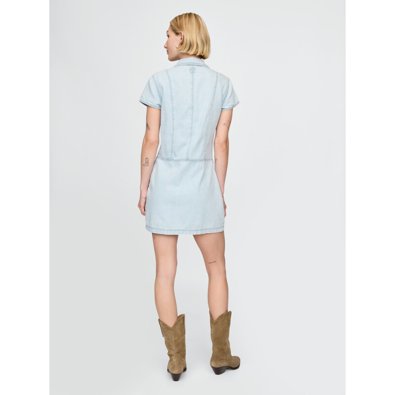 BTTN THRU SHIFT MINI DRESS- LT PERETTI LIGHT WASH