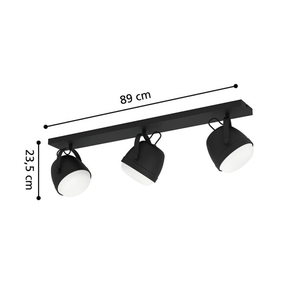 Aplique techo metálico negro, 3 luces E27 UPANEMA EG3484