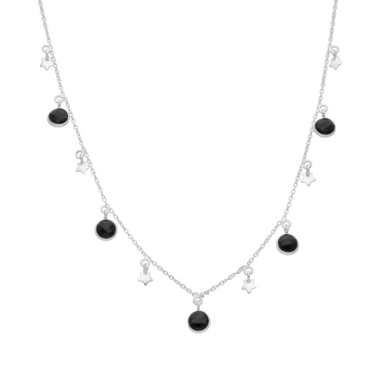 Collar Cadena Karvik Espinela Negra Plata 925 0