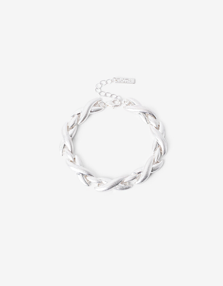 Pulseras Flexibles Metal Pulsera Metal Trenzada - Plateado Plata Cepillada Mate