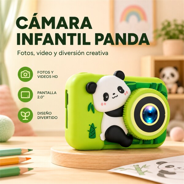 Cámara de Fotos Digital Infantil Panda Recargable VERDE