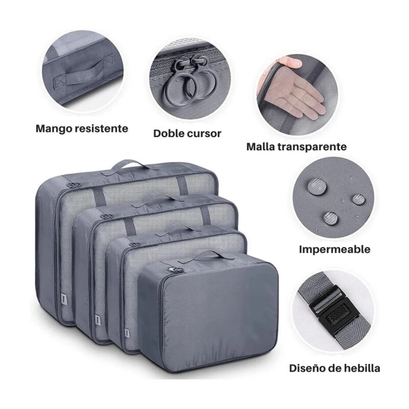 Set Organizador Valija Viaje Almacenamiento Equipaje X9 Unid Negro
