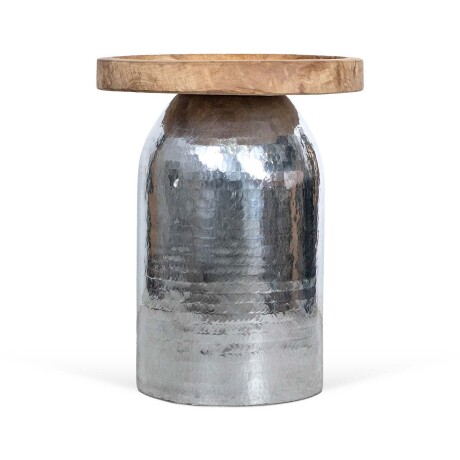 MESA LATERAL SMALL MADERA-Y-ALUMINIO GRIS SILVER PLATA