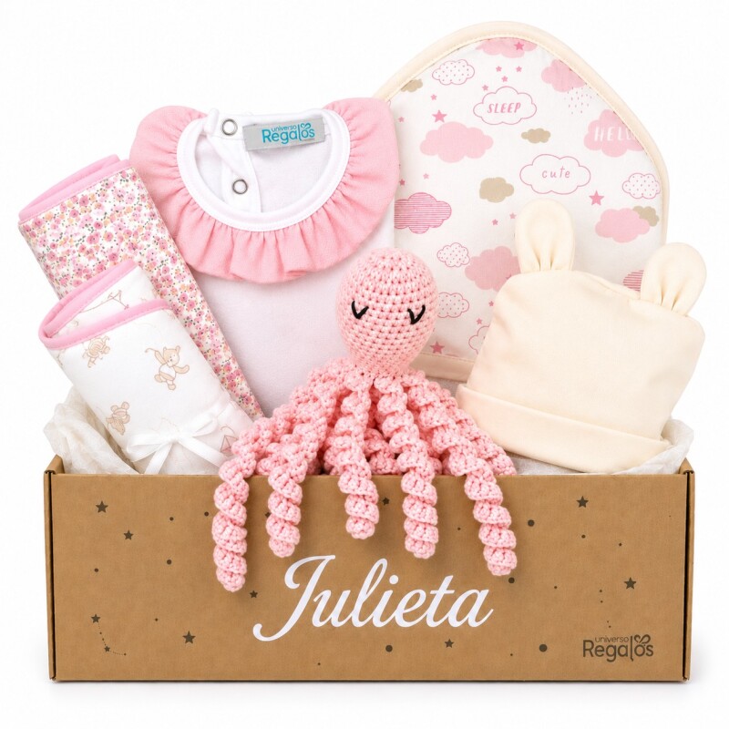 Ajuar Nacimiento Pulpo Crochet Personalizado – Rosa Ajuar Nacimiento Pulpo Crochet Personalizado – Rosa