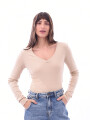 REMERA BASICA PETRA RIBB BEIGE